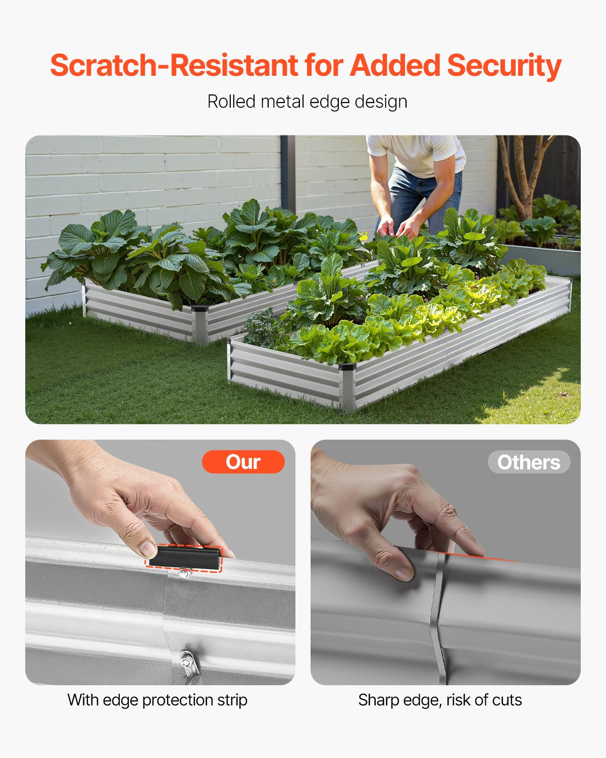 Metal Raised Garden Bed 12x4x1 ft Outdoor Galvanized Planter Box Silver