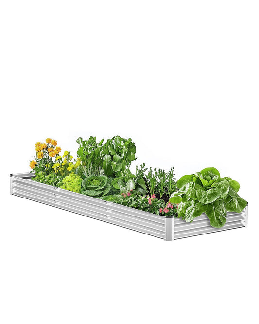 Metall-Hochbeet 12x4x1 ft Outdoor Verzinkter Pflanzkasten Silber