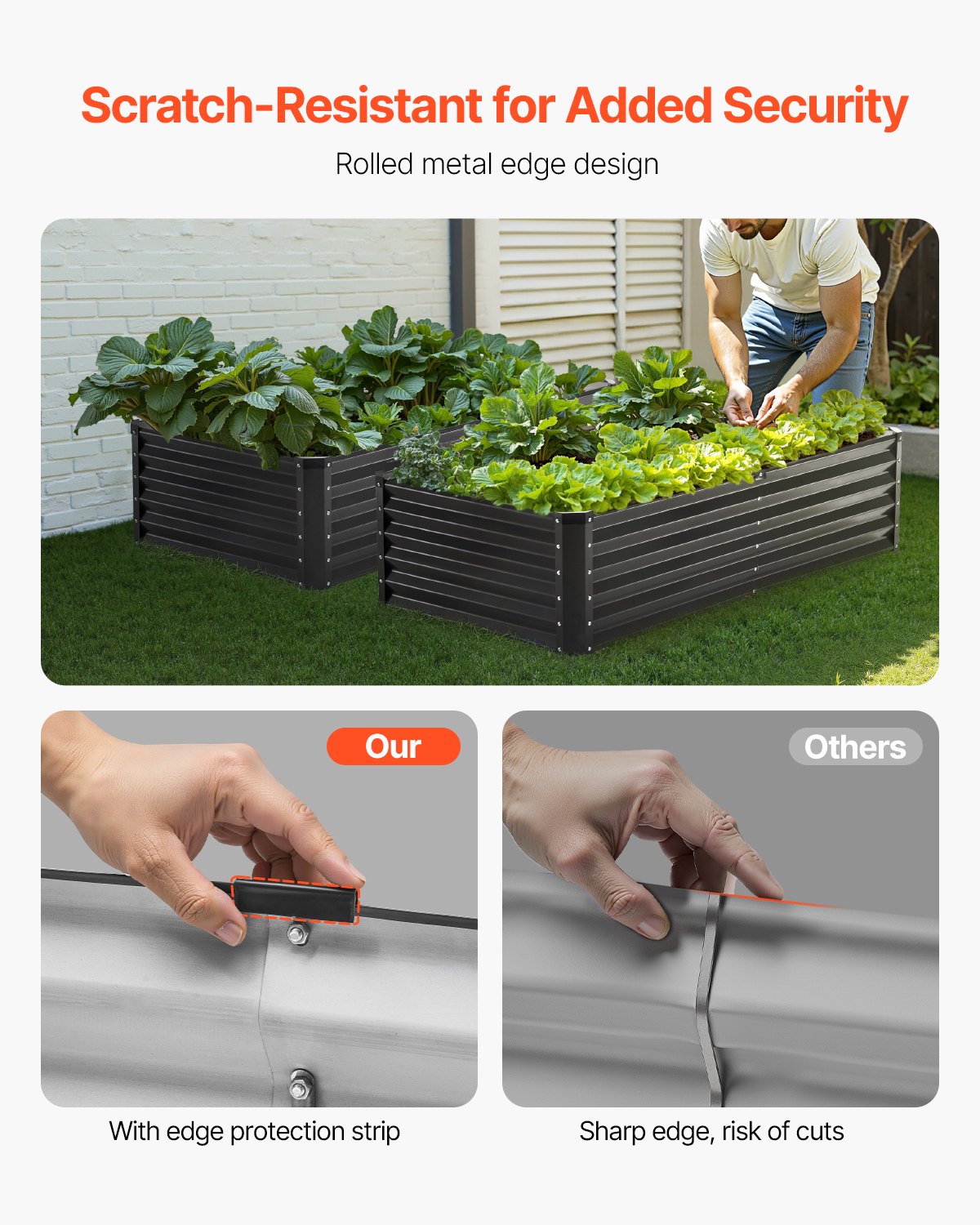 Metal Raised Garden Bed 6x3x1.5ft Outdoor Galvanized Planter Box Dark Grey