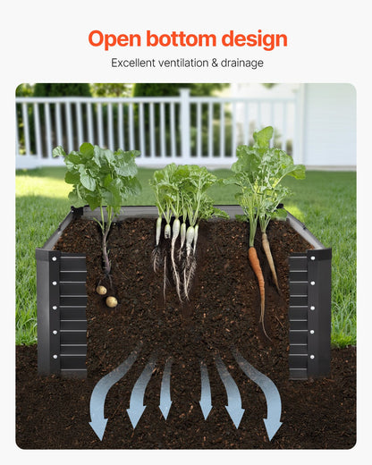 Metal Raised Garden Bed 6x3x1.5ft Outdoor Galvanized Planter Box Dark Grey