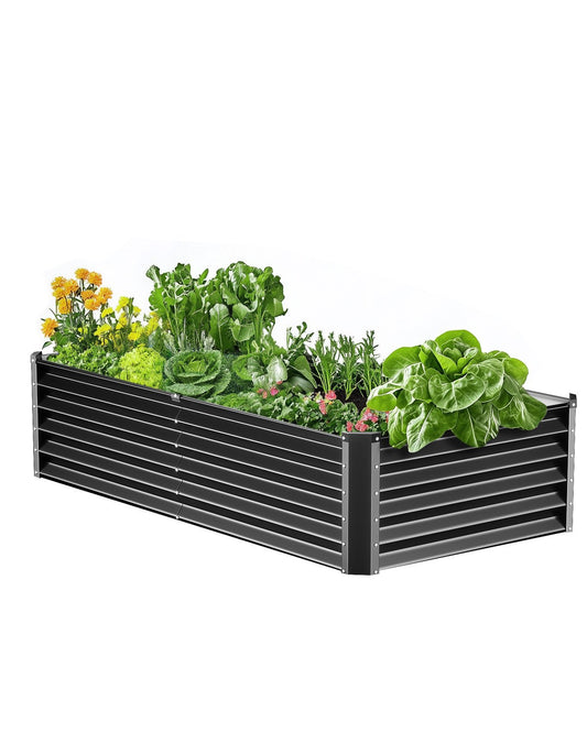 Metal Raised Garden Bed 6x3x1.5ft Outdoor Galvanized Planter Box Dark Grey
