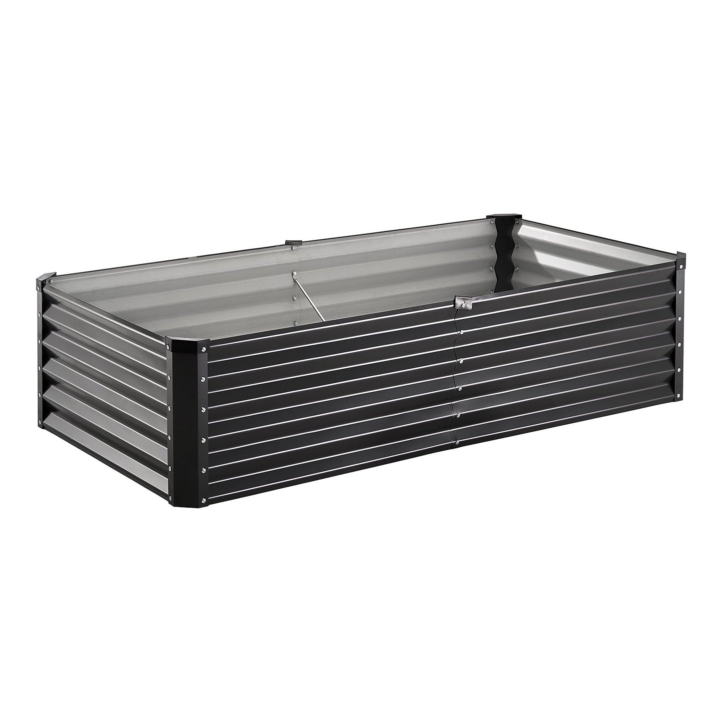 Metal Raised Garden Bed 6x3x1.5ft Outdoor Galvanized Planter Box Dark Grey