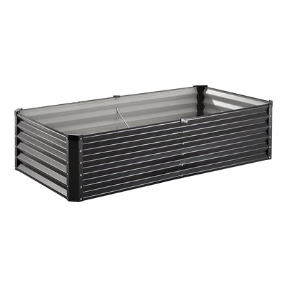 Metal Raised Garden Bed 6x3x1.5ft Outdoor Galvanized Planter Box Dark Grey