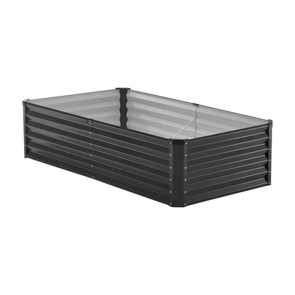 Metal Raised Garden Bed 6x3x1.5ft Outdoor Galvanized Planter Box Dark Grey