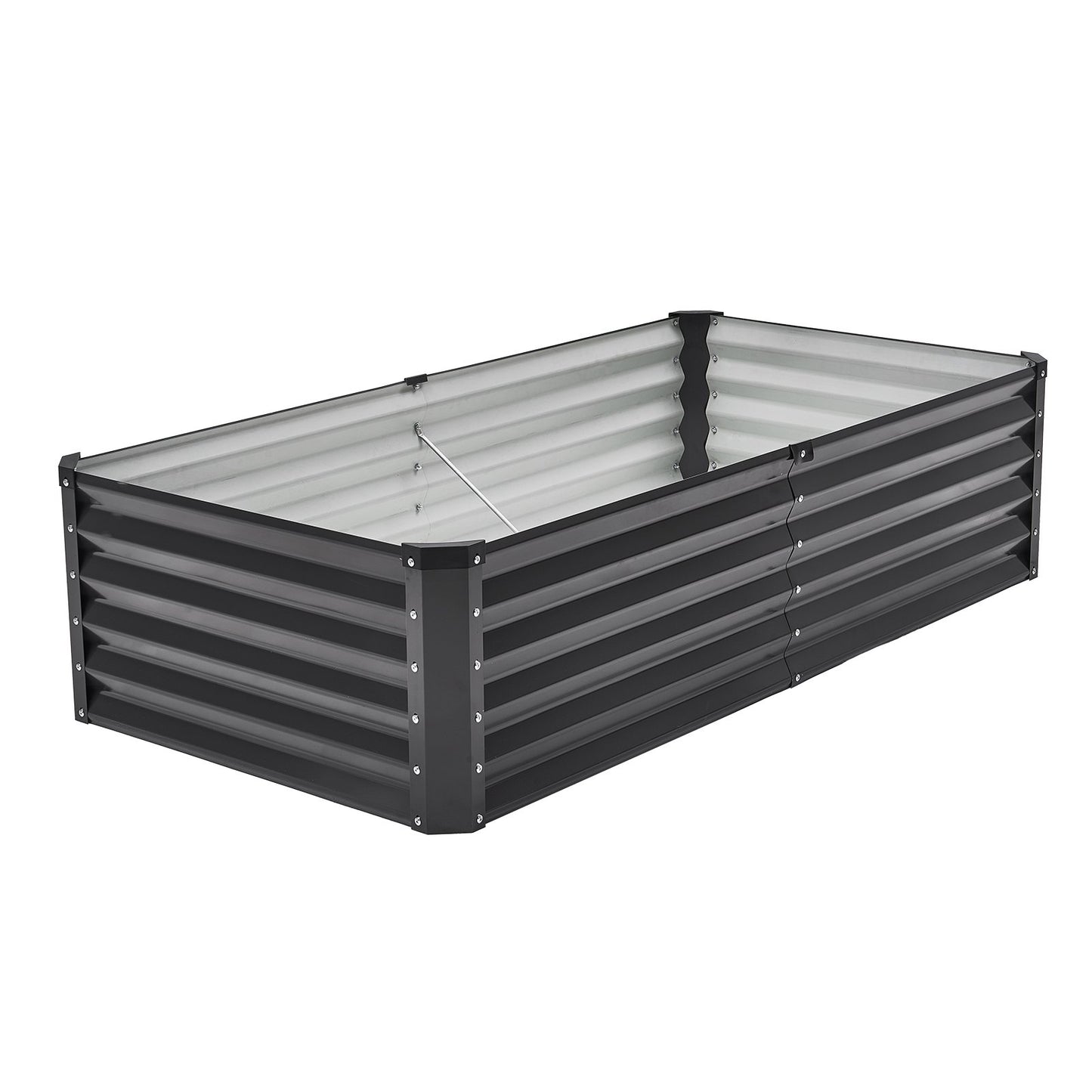 Metal Raised Garden Bed 6x3x1.5ft Outdoor Galvanized Planter Box Dark Grey