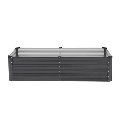 Metal Raised Garden Bed 6x3x1.5ft Outdoor Galvanized Planter Box Dark Grey