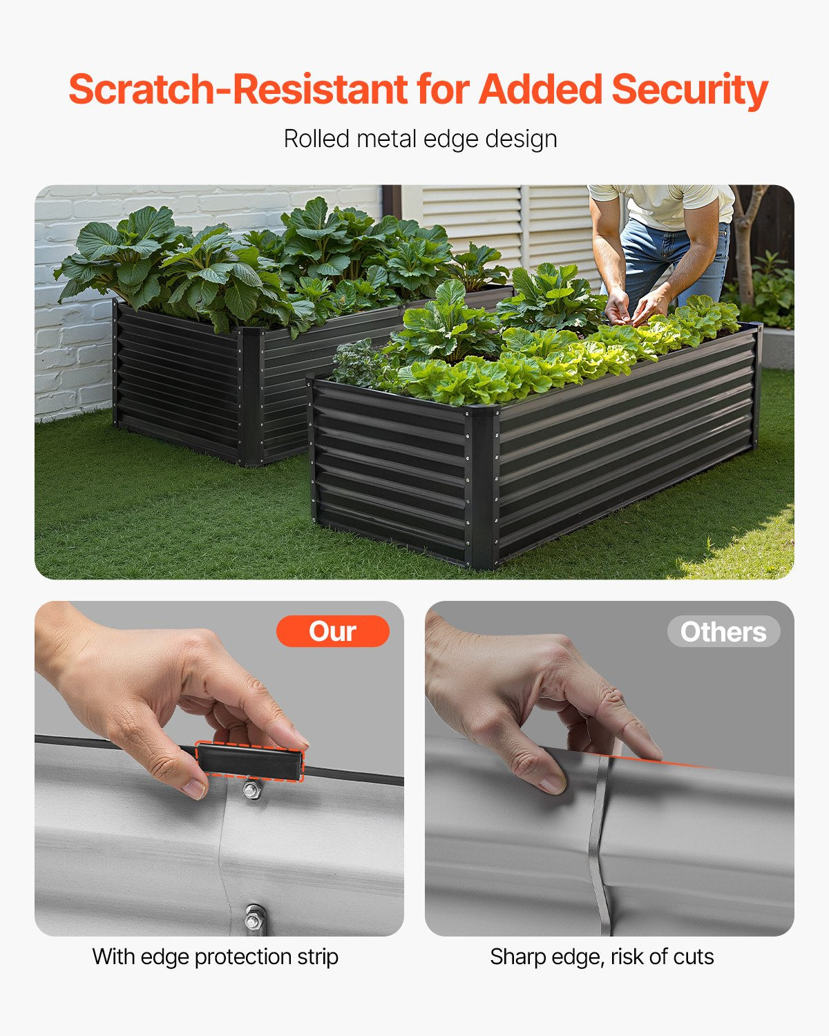 Metal Raised Garden Bed 6x3x2ft Outdoor Galvanized Planter Box Dark Grey