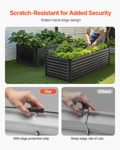 Metal Raised Garden Bed 6x3x2ft Outdoor Galvanized Planter Box Dark Grey