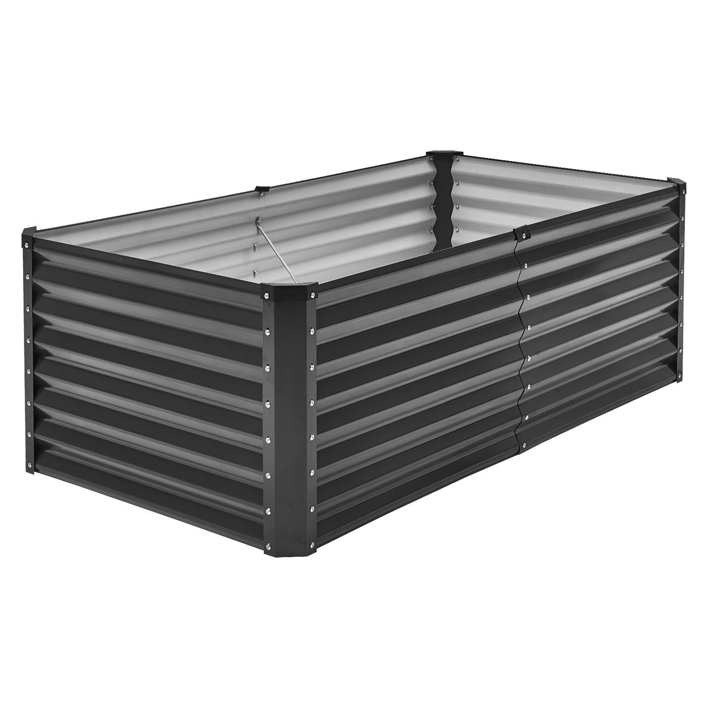 Metal Raised Garden Bed 6x3x2ft Outdoor Galvanized Planter Box Dark Grey