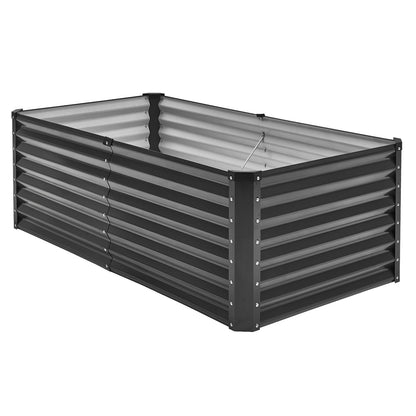 Metal Raised Garden Bed 6x3x2ft Outdoor Galvanized Planter Box Dark Grey