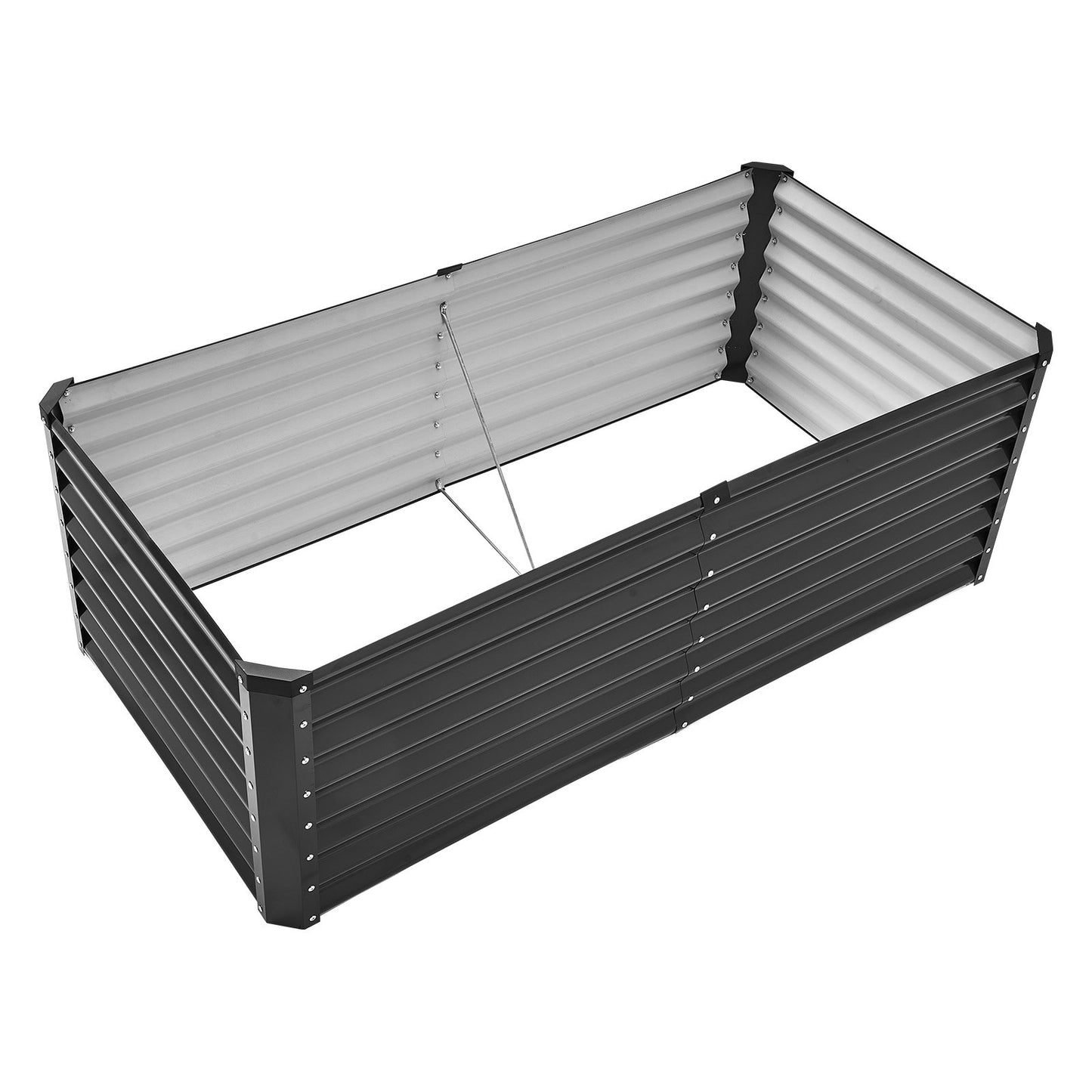 Metal Raised Garden Bed 6x3x2ft Outdoor Galvanized Planter Box Dark Grey