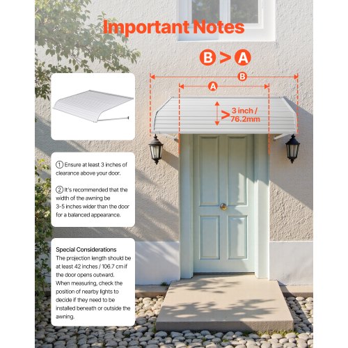Window Awning Door Awning 48x42 in Aluminum Alloy Awnings for Front Doors