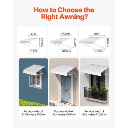 Window Awning Door Awning 48x42 in Aluminum Alloy Awnings for Front Doors