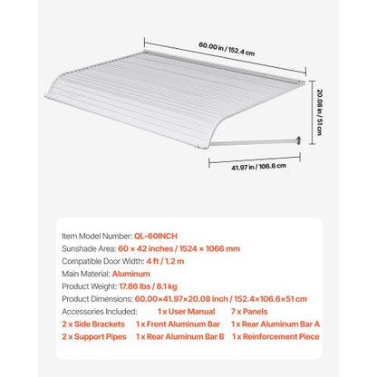 Fenstermarkise Türmarkise 60x42 aus Aluminiumlegierung Markisen für Haustüren