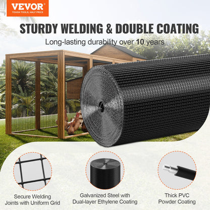 Hårdvaruduk, 24 tum x 100 tum galvaniserad trådnätrulle, 19 gauge kycklingtrådsstängselrulle, vinylbeläggning metalltrådsnät för hönshusbarriär, kaninormstaket, fjäderfäinhägnader