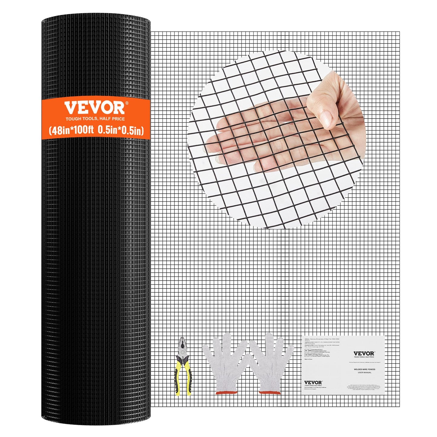 Hardware Cloth, 48 Inch x 100 Inch Galvanized Wire Mesh Roll, 19 Gauge Chicken Wire Fence Roll, Vinyl Coating Metal Wire Mesh for Chicken Coop Barrier, Rabbit Worm Fence, Poultry Enclosures