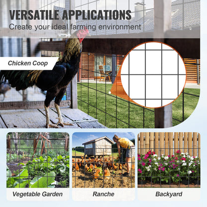 Hardware Cloth, 48 Inch x 50 Inch Galvanized Wire Mesh Roll, 16 Gauge Chicken Wire Fence Roll, Vinyl Coating Metal Wire Mesh for Chicken Coop Barrier, Rabbit Worm Fence, Poultry Enclosures