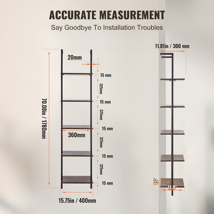 Industrial Square Pipe Hylla 5-vånings 15,6x11,8 tum väggfäste för sovrum