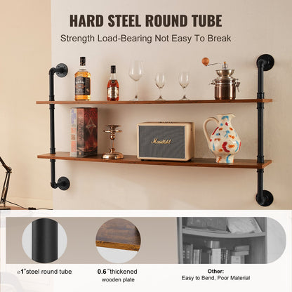 Industrial Pipe Hylla 2 Tier 48x 9,84in Väggfäste för kök sovrum