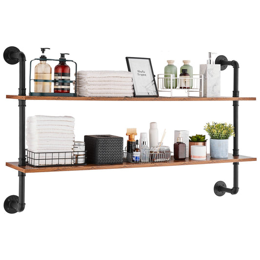 Industrial Pipe Hylla 2 Tier 48x 9,84in Väggfäste för kök sovrum
