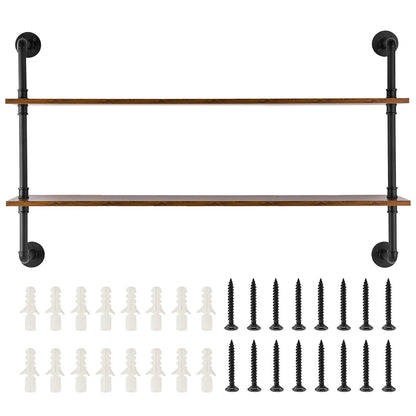 Industrial Pipe Hylla 2 Tier 48x 9,84in Väggfäste för kök sovrum