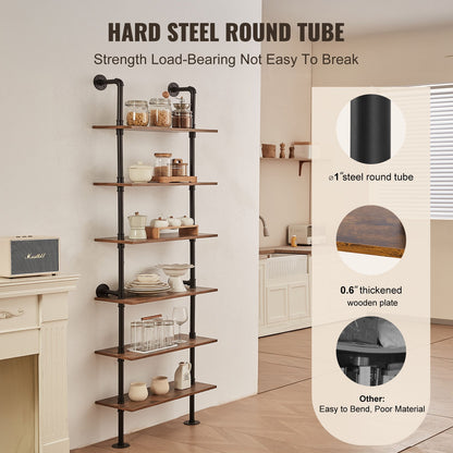 Industrial Pipe Hylla 6 Tier 24x9,84in Väggfäste för kök sovrum
