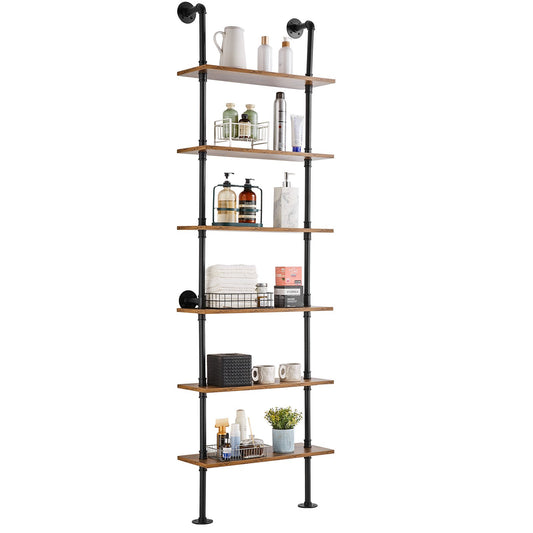 Industrial Pipe Hylla 6 Tier 24x9,84in Väggfäste för kök sovrum