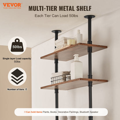 Industrial Pipe Hylla 5 Tier 24x9.84in Väggfäste för kök sovrum