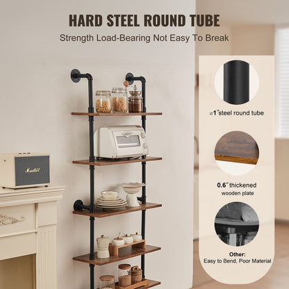 Industrial Pipe Hylla 5 Tier 24x9.84in Väggfäste för kök sovrum