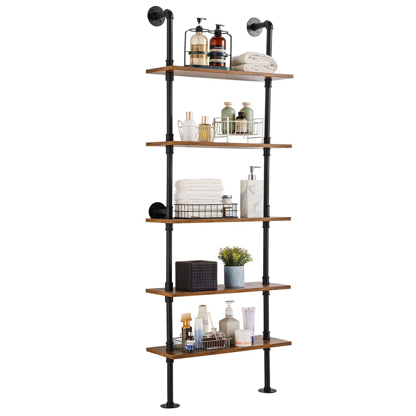Industrial Pipe Hylla 5 Tier 24x9.84in Väggfäste för kök sovrum