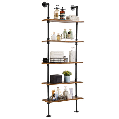 Industrial Pipe Hylla 5 Tier 24x9.84in Väggfäste för kök sovrum