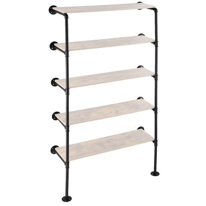 Industrial Pipe Hylla 5 Tier 2PCS 11,8in W Väggmonterade plankor ingår INTE