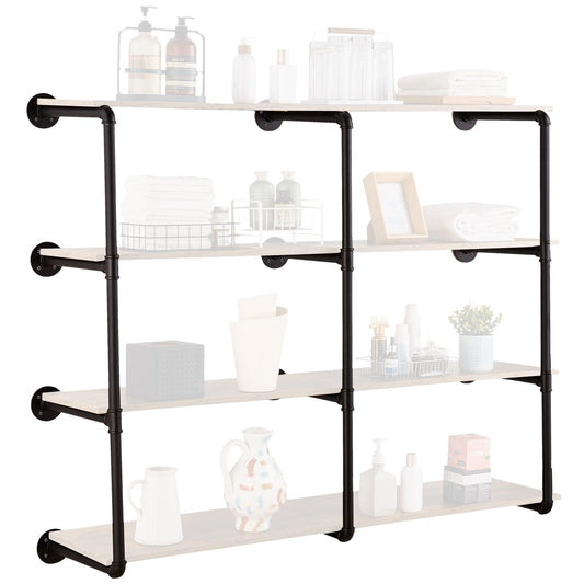 Industrial Pipe Hylla 4 Tier 3PCS 11,8in W Väggmonterade plankor ingår INTE