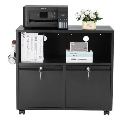 Metallschrank mit 2 Schubladen, Schloss und Kleiderstange, schwarz