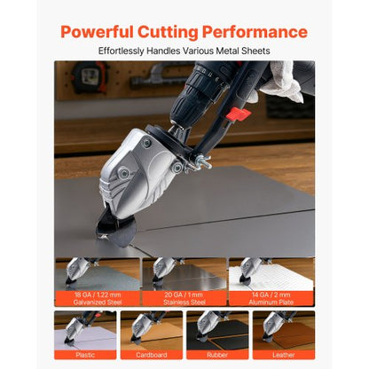 Metallsax/skärborrtillsats, plåtskärare med 360 graders vridbart huvud, vassa blad, perfekt för 1,22 mm galvaniserat stål, 1 mm rostfritt stål, aluminiumplåt, plast, kartong |  EU