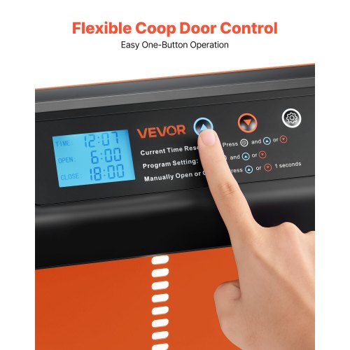 Automatisk Hönshusdörr, Batteridriven Hönshusdörr med Timer och Manuell Inställning, Klämskydd, Slitstark Aluminiumlegering, Hönsgårdsgrindöppnare med Vattentät Tätning, Orange |  EU