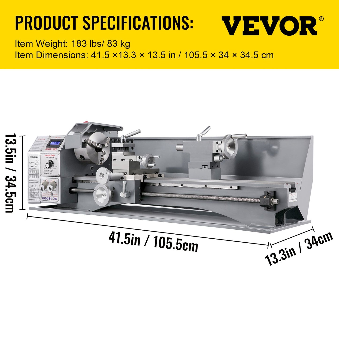 Mini metal lathe 750W metal lathe with variable speed 50 to 3000 rpm Precision lathe 220 x 600 mm for metal lathe for counter turning