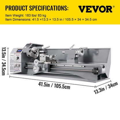 Mini metal lathe 750W metal lathe with variable speed 50 to 3000 rpm Precision lathe 220 x 600 mm for metal lathe for counter turning