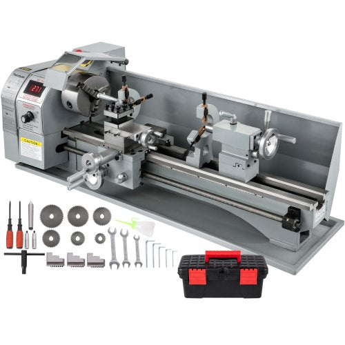 1100W Mini Metal Lathe 220MMx750MM Variable Speed Metal Lathe RPM Metal Milling Machine Digital Milling Metal Lathe with 3-Jaw Chuck, MT5 Spindle Taper, MT2 Taper | EU