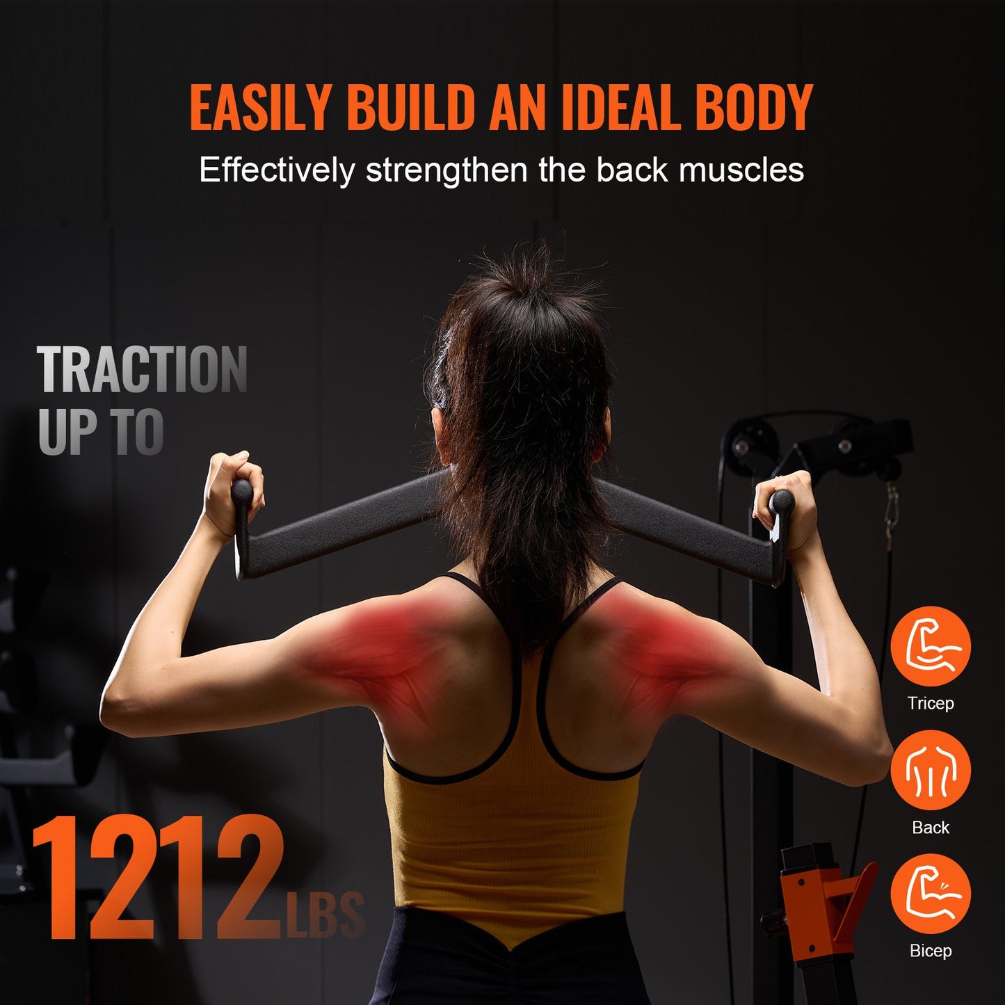 LAT Pulldown Bar Tricep Handle Attachment V-bar Cable Machine for Home Gym