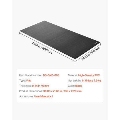 Löpbandsmatta för heltäckningsmatta 6 mm tjock 915x1820 mm träningsmatta för redskap