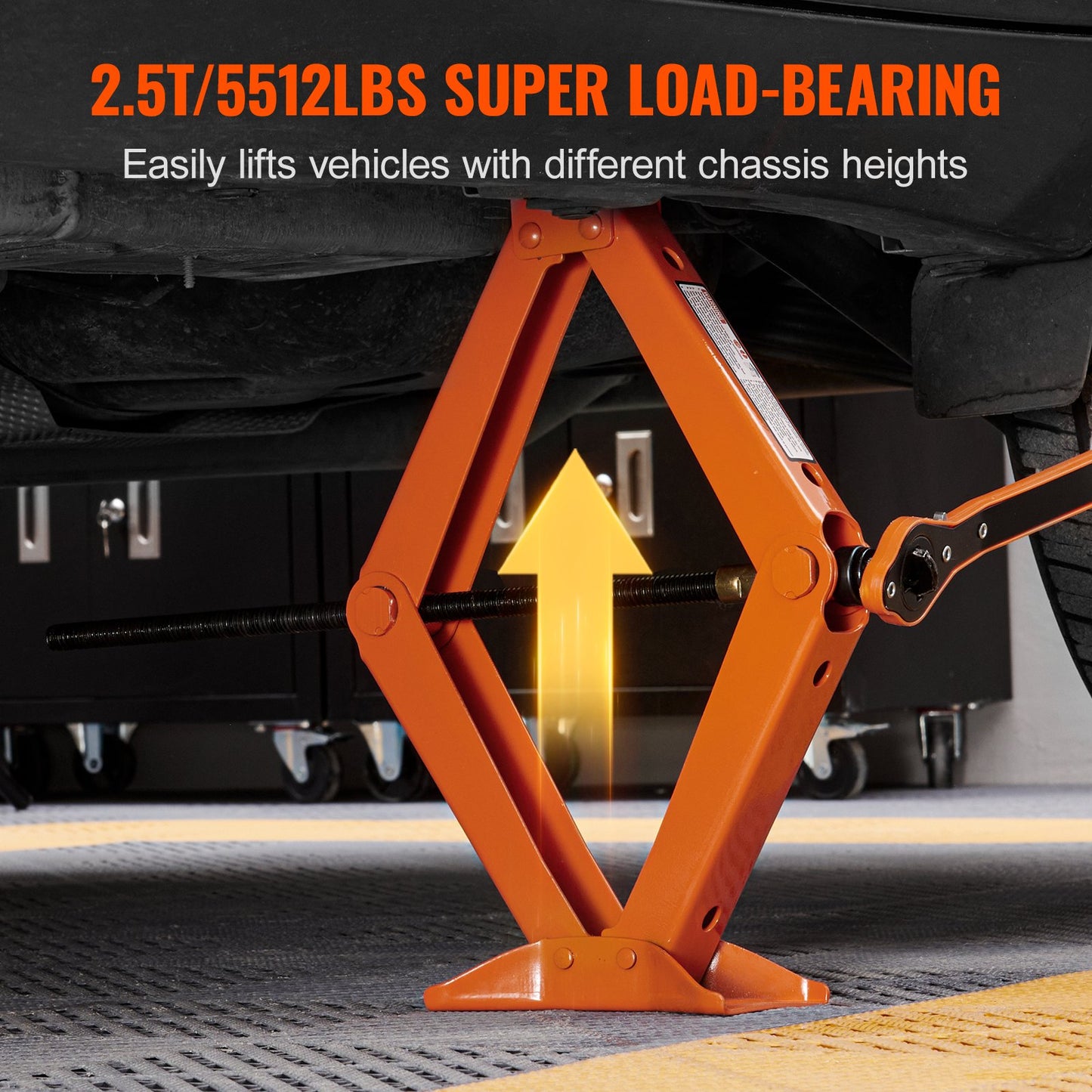 Scissor Jack, 2,5 Ton/5512 lbs Scissor Car Jack, 3,7"-17,1" Lifting Range Scissor Lift Jack med spärrhandtag och L-skiftnyckel, bärbar däckdomkraft för bilar Lastbilar Sedans MPVs