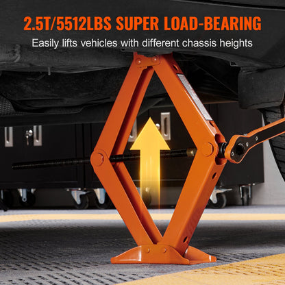 Scissor Jack, 2,5 Ton/5512 lbs Scissor Car Jack, 3,7"-17,1" Lifting Range Scissor Lift Jack med spärrhandtag och L-skiftnyckel, bärbar däckdomkraft för bilar Lastbilar Sedans MPVs