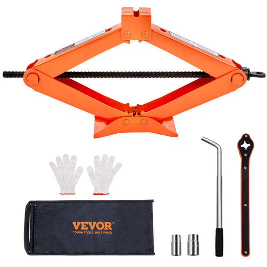 Scissor Jack, 2,5 Ton/5512 lbs Scissor Car Jack, 3,7"-17,1" Lifting Range Scissor Lift Jack med spärrhandtag och L-skiftnyckel, bärbar däckdomkraft för bilar Lastbilar Sedans MPVs
