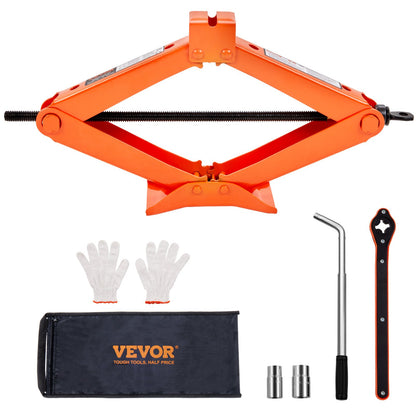 Scissor Jack, 2,5 Ton/5512 lbs Scissor Car Jack, 3,7"-17,1" Lifting Range Scissor Lift Jack med spärrhandtag och L-skiftnyckel, bärbar däckdomkraft för bilar Lastbilar Sedans MPVs