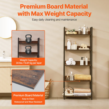 Metal Bookcase Open Bookcase 5-Level for Living Room Bedroom &amp; Office