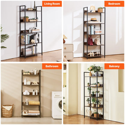 Metal Bookcase Open Bookcase 5-Level for Living Room Bedroom &amp; Office