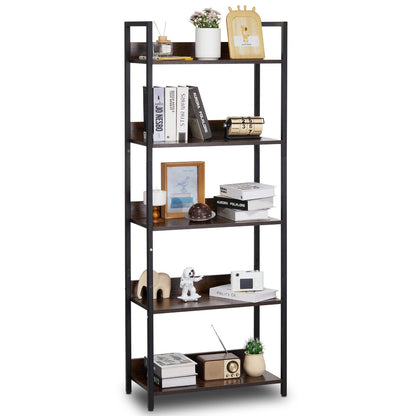 Metal Bookcase Open Bookcase 5-Level for Living Room Bedroom &amp; Office