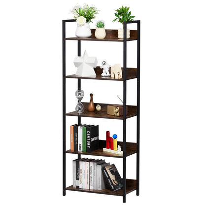 Metal Bookcase Open Bookcase 5-Level for Living Room Bedroom &amp; Office