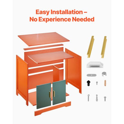 kattlåda, 79,2 cm dold kattlåda med hylla och förvaring, modernt inomhusbadrum för katter, sidobord i trä för katthus, passar de flesta kattlådor, röd och grön |  EU